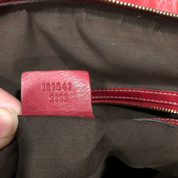 Authentic Gucci Red Soft Leather Calfskin Sabrina Boston Handbag - Picture 16 of 16